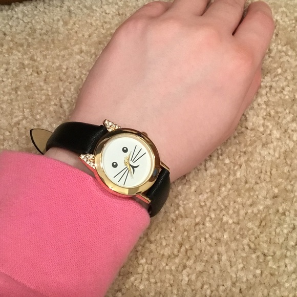 Bay Studio Accessories - Black Cat Leather Watch